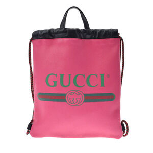 GUCCI Drawstring Backpack Pink Calfskin Daypack
